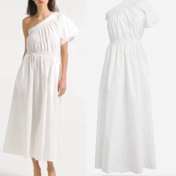 J. Crew White Poplin One Shoulder Midi Maxi Dress - Picture 1 of 1